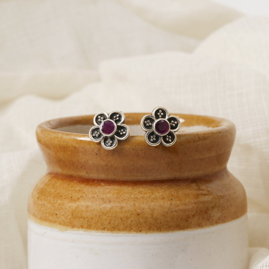 Floral Ruby Studds