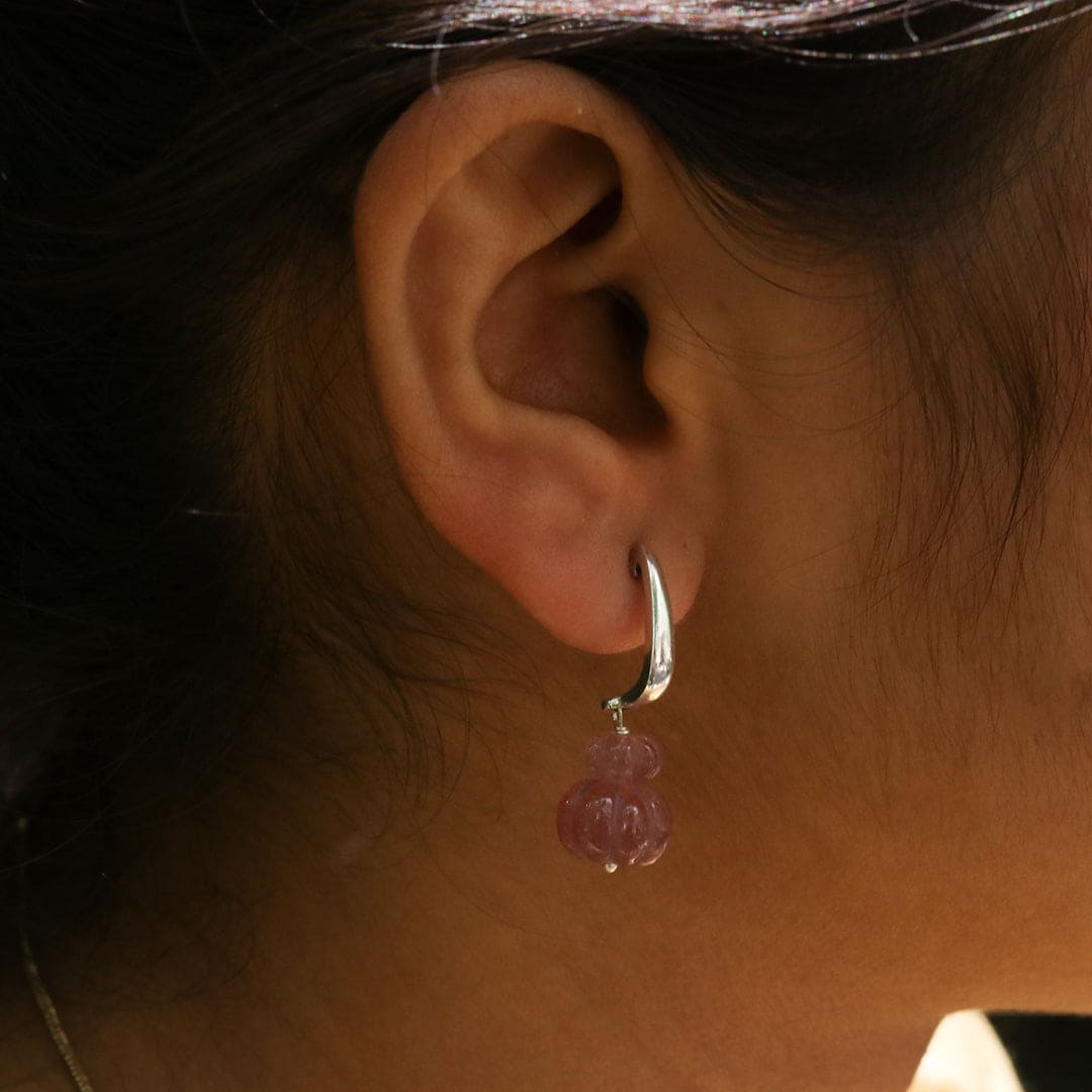 Faceted stone Earrings - Wine-3