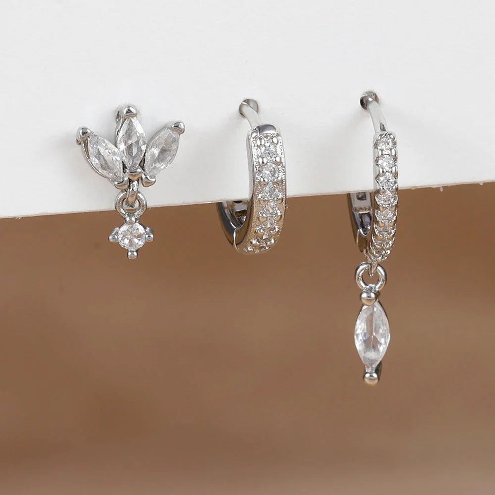 3PCS Horse Eye Zircon Stud Earrings-7