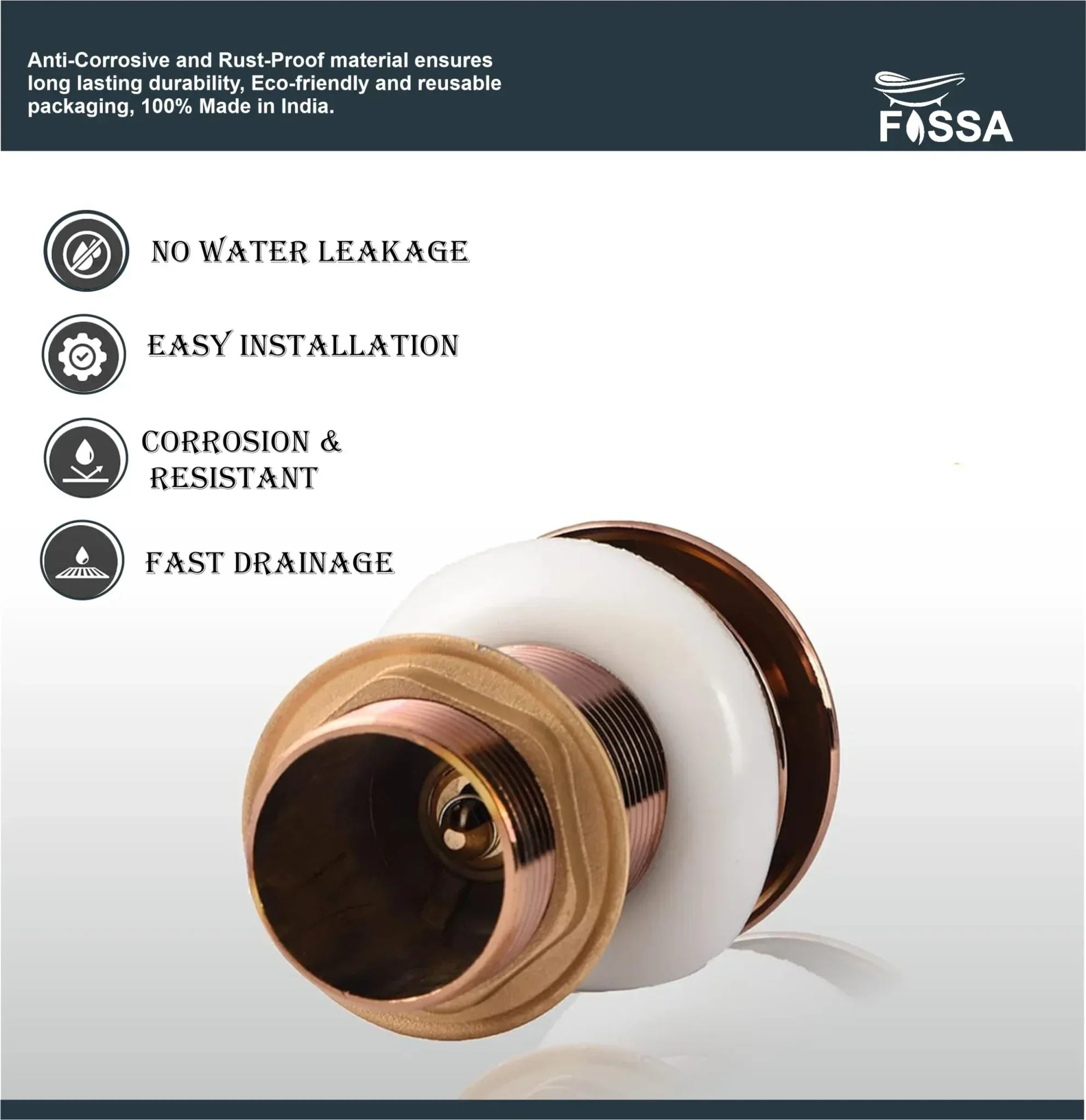 3 Inch  Rose Gold  Brass Pop Up Waste Coupling