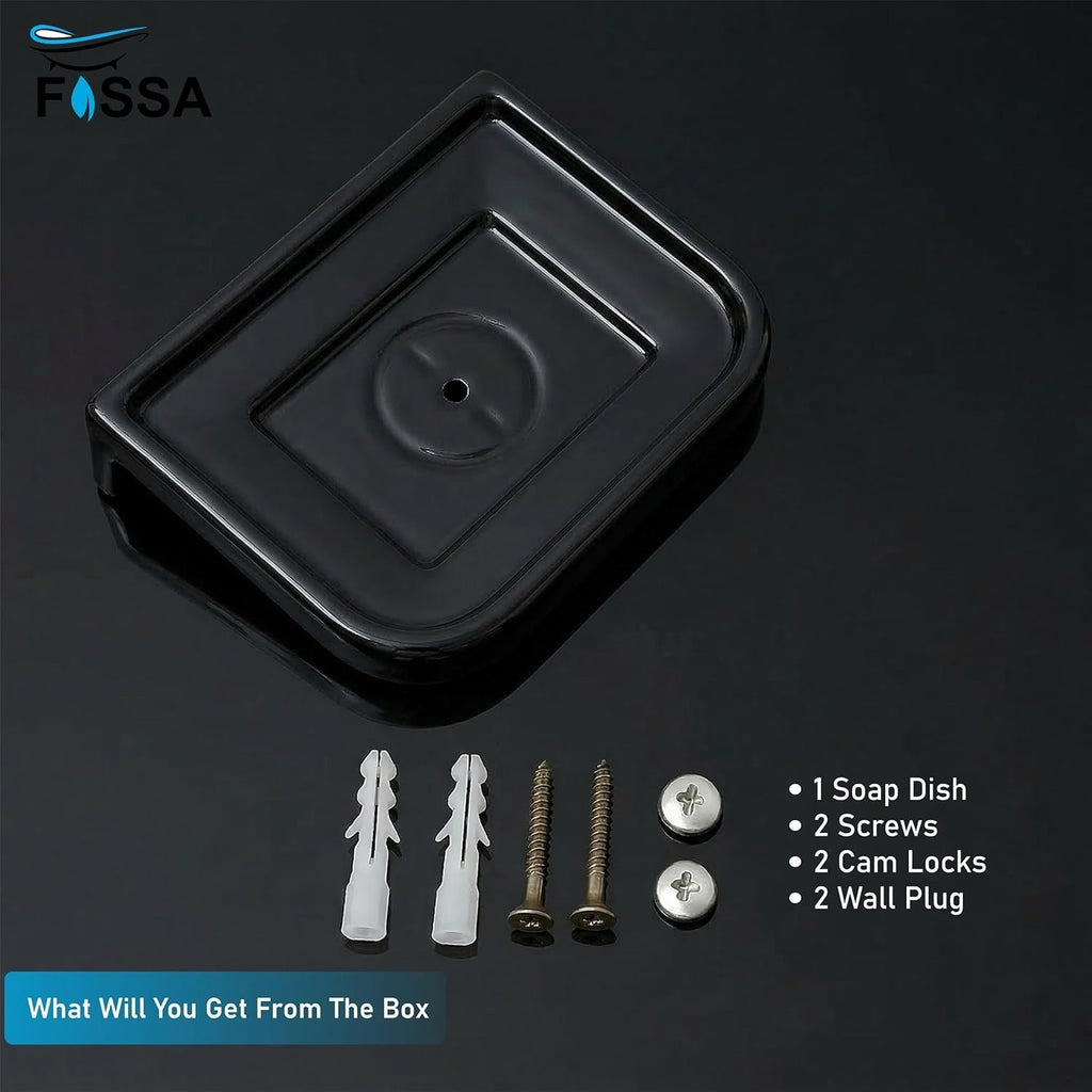 Ceramic Balck Unbreakable Soap Dish Rectangular Glossy Finish (RB-118)
