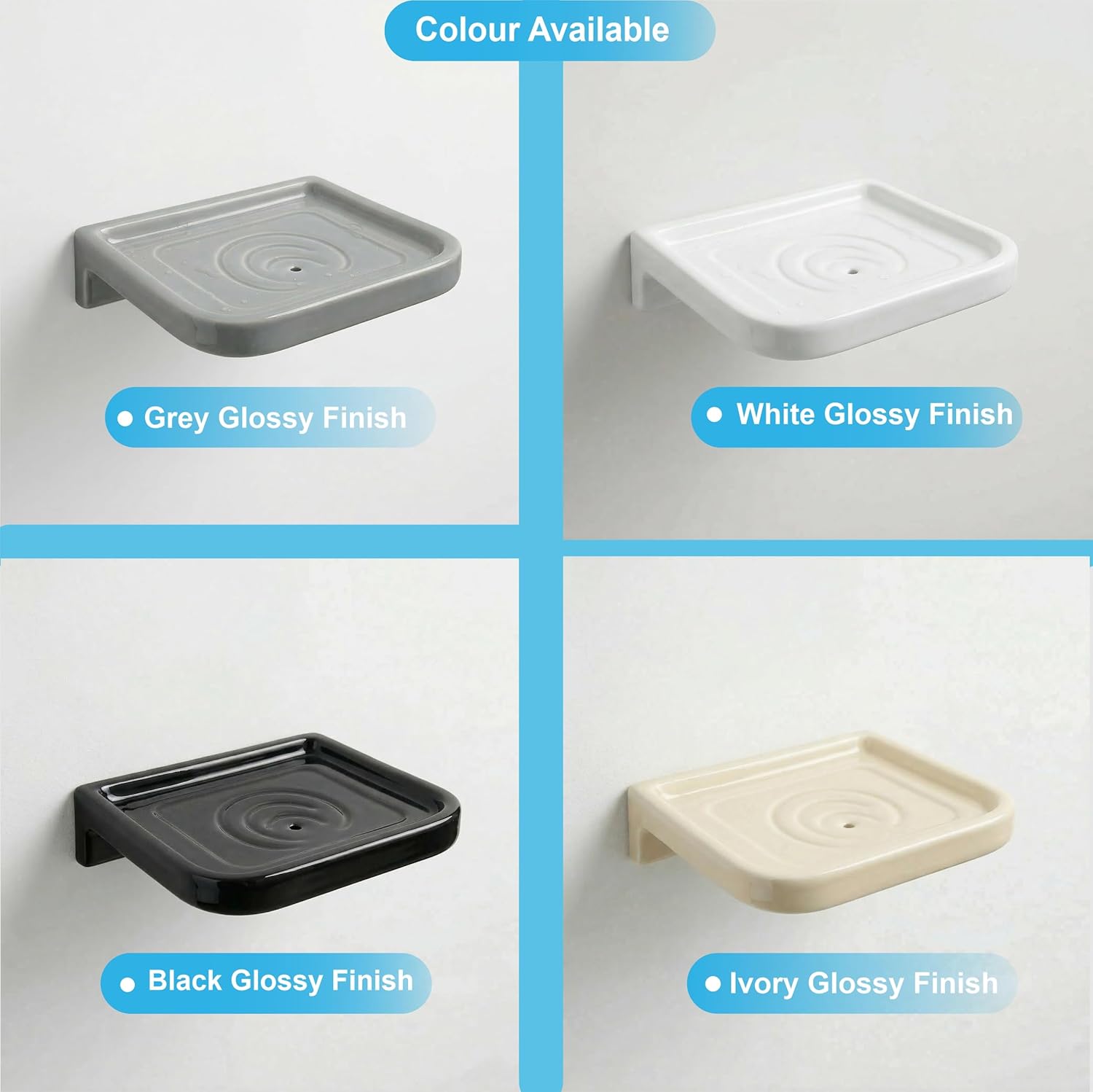 Ceramic Balck Unbreakable Soap Dish Rectangular Glossy Finish (RB-118)